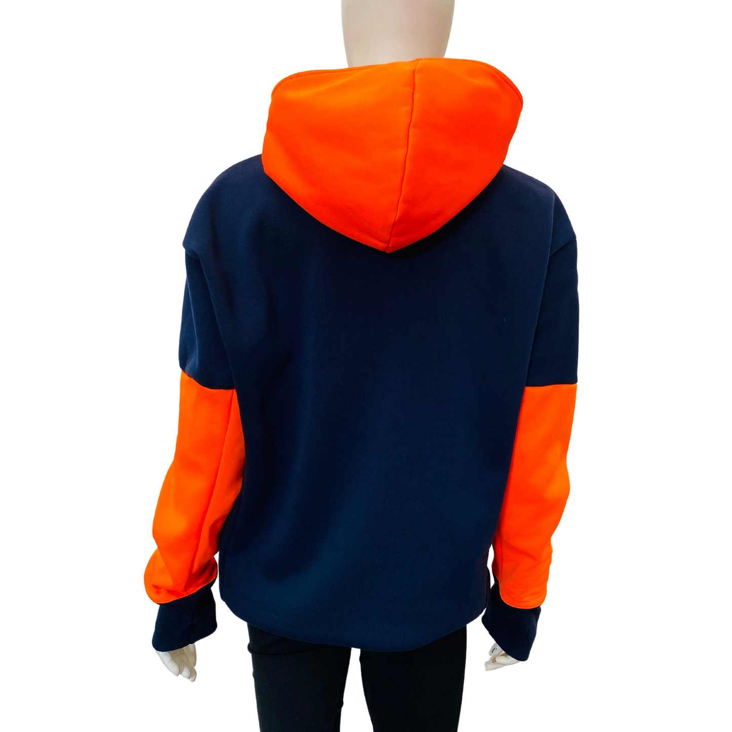 HI-VIS Hoodie (NON- pocket) Orange/Navy - Navy Back