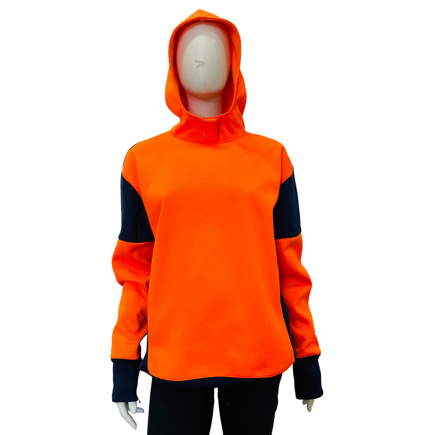 HI-VIS Hoodie (NON- pocket) Orange/Navy - Navy Back