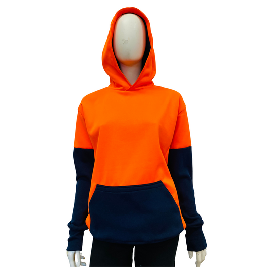 HI-VIS Hoodie (In-front pocket)	Orange/Navy - Orange Back